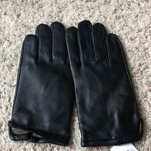 Lands' End Men's Elegant Black Leather Gloves